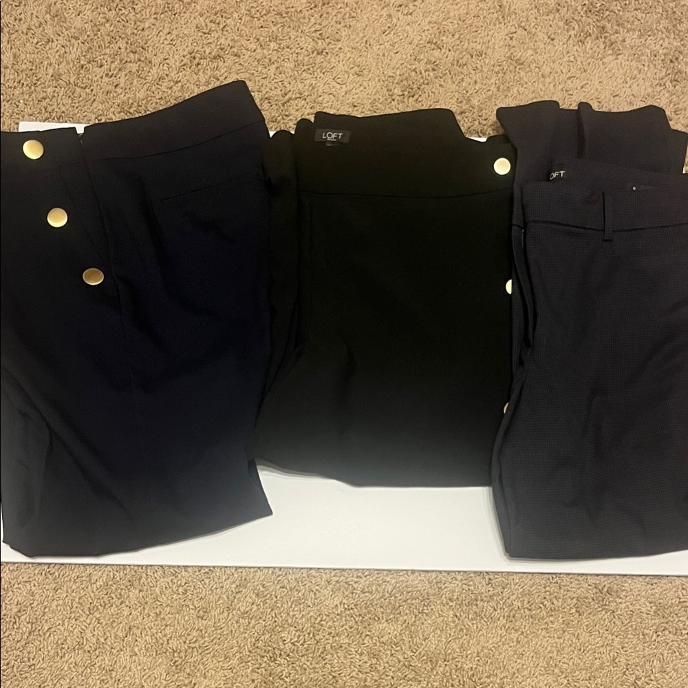Bundle of 3 pair LOFT Women's Black and Navy Trousers